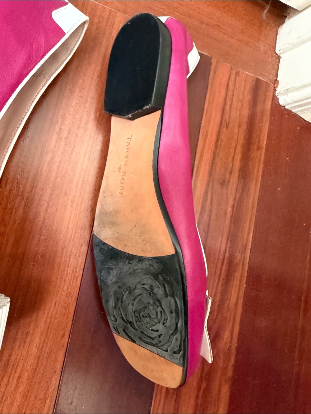 Taryn Rose Magenta Ballet Flats with Cream Bow Detail 9 - Picture 2 of 4